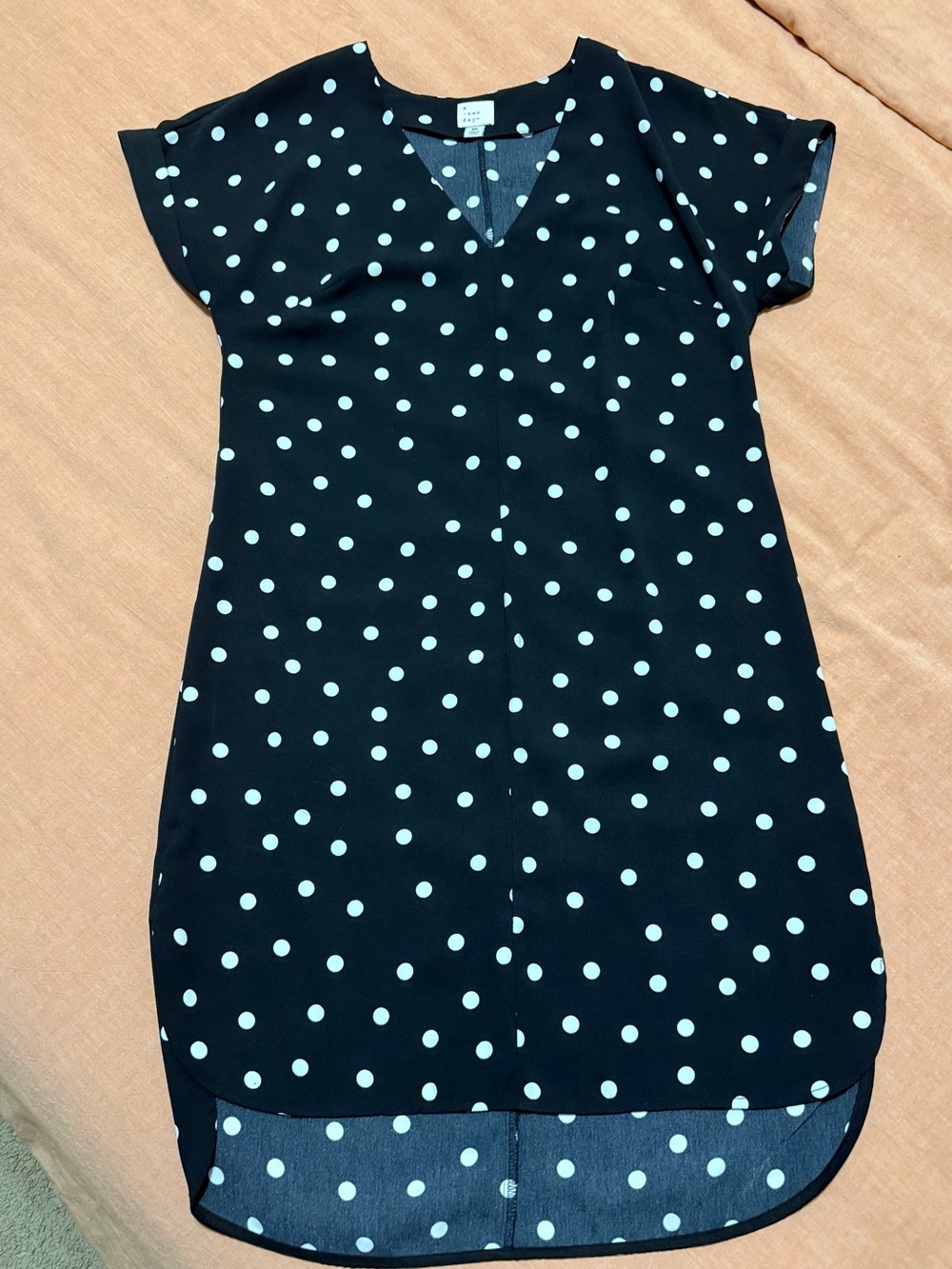 a new day Black Tunic with White Polka Dots